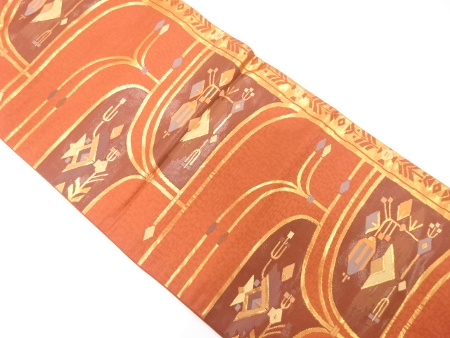 JAPANESE NAGOYA OBI / WOVEN ABSTRACT FLORAL PLANTS